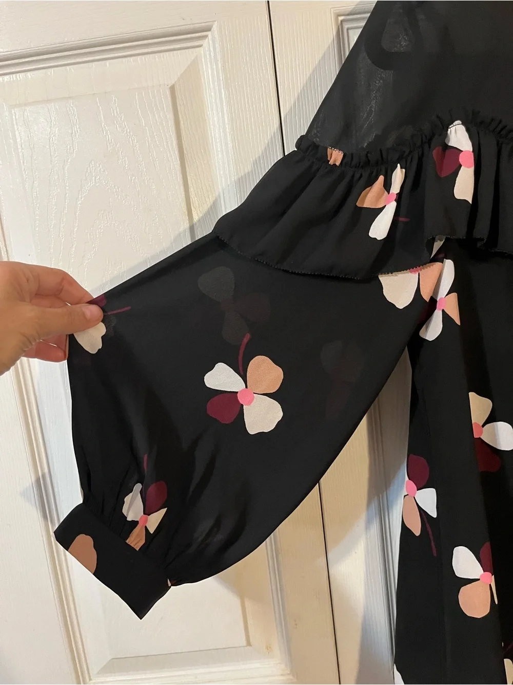 Kate Spade New York Live Colorfully Floral Dusk Buds Ruffle Blouse Size M